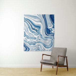 kuststrand nautische golven waterverf blauwe zwemm wandkleed