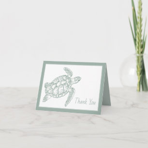 Kuststrand Oceaan Groene Zeeschildpad Dank U Notitiekaartje