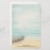 Kuststrand Scene met houten roeiboot Briefpapier (Voorkant / Achterkant)