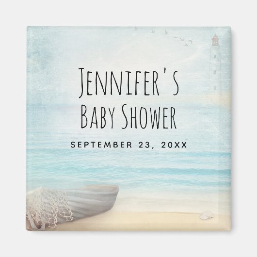 Kuststrand Scene Nautical Theme Save the Date Magneet (Voorkant)