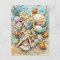 Kuststrand Schelpen Zeester Aquarel Kunst