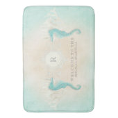 Kuststrand Seahorse Ocean Sand Aqua Blue Tan Badmat (Voorkant Verticaal)