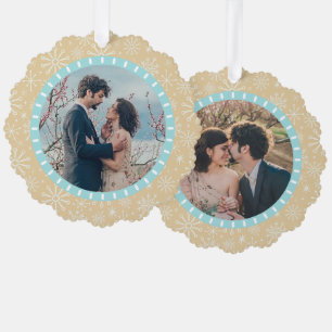 Kuststrand sneeuwvlokken nautisch 2 aangepaste fot ornament kaart