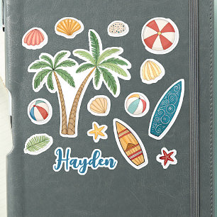 Kuststrand Vibe Zomer Thema Aangepaste Naam Schatt Sticker