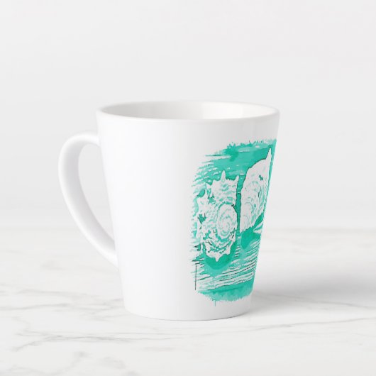 kuststrand waterverf blauwgroen zeeschildpad latte mok (Linkerhoek)