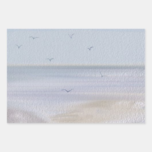 Kuststrand Waterverf kust Inpakpapier Vel (Voorkant)
