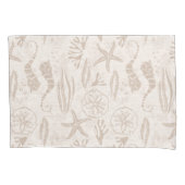 Kuststrand zanderige-beige handgetekende zeepaards kussensloop (Voorkant)