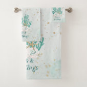 Kuststrand ZEEEN en koudebanden Turquoise Glitter Bad Handdoek (Insitu)