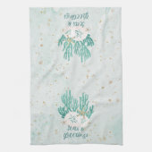 Kuststrand ZEEEN en koudebanden Turquoise Glitter Theedoek (Verticaal)