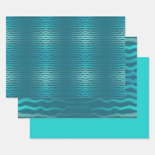 Kuststrand Zoute Turquoise Golf Abstract ontwerp Inpakpapier Vel (Set)