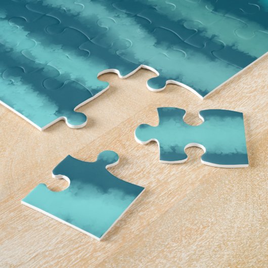 Kuststrand Zoute Turquoise Golf Abstract ontwerp Legpuzzel (Zijkant)