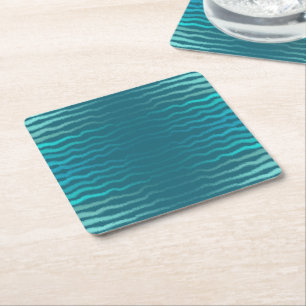 Kuststrand Zoute Turquoise Golf Abstract ontwerp Vierkante Kartonnen Onderzetter
