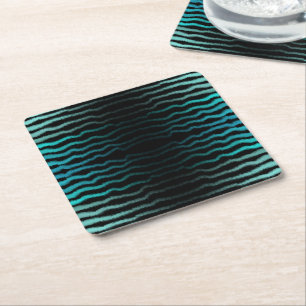 Kuststrand Zoute Turquoise golven Abstracte kunst Vierkante Kartonnen Onderzetter