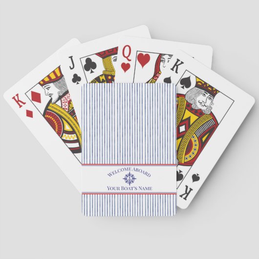 Kuststreep Monogram Bootnaam Ontwerp Pokerkaarten (Achterkant)