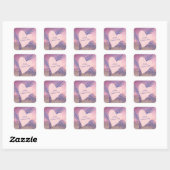 Kustthema Pastel Valentijn Pink Sunset Beach Vierkante Sticker (Vel)