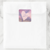 Kustthema Pastel Valentijn Pink Sunset Beach Vierkante Sticker (Tas)