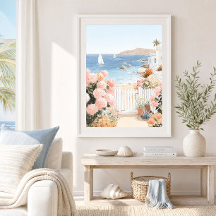 Kusttuin Uitzicht Zeilboten Kunstprint Poster