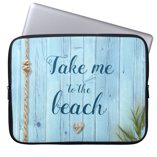 Kustturquoise rustiek hout brengt me naar het stra laptop sleeve (Voorkant)