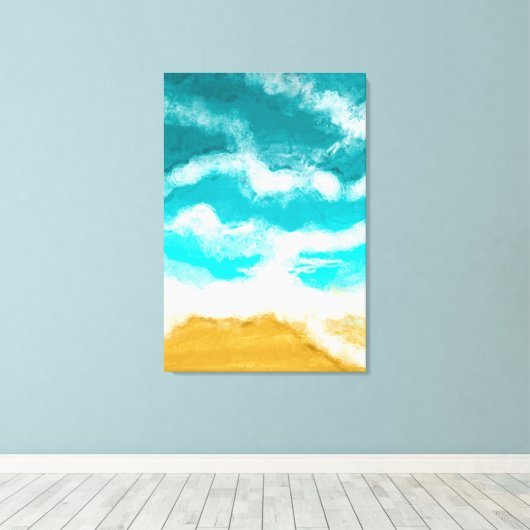 Kustturquoise Waves Seaside Ocean Canvas Afdruk (Insitu (Houten vloer))