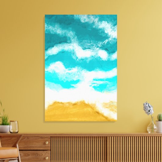 Kustturquoise Waves Seaside Ocean Canvas Afdruk (Insitu (Woonkamer))