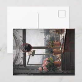 Kustuitnodiging: Open raam & zeegezicht Briefkaart