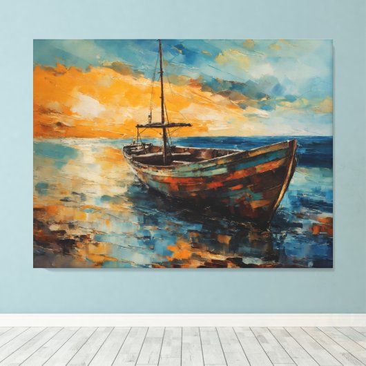 kustvaart met eenzaamheid canvas afdruk (Insitu (Houten vloer))