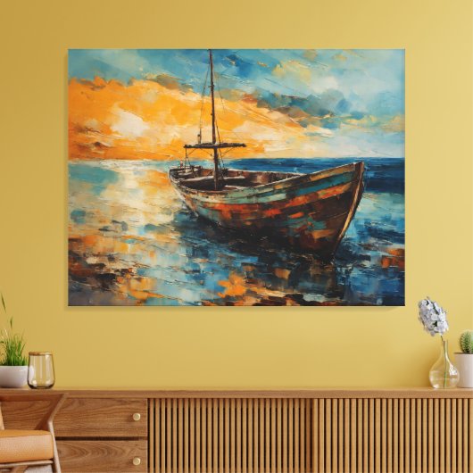 kustvaart met eenzaamheid canvas afdruk (Insitu (Woonkamer))
