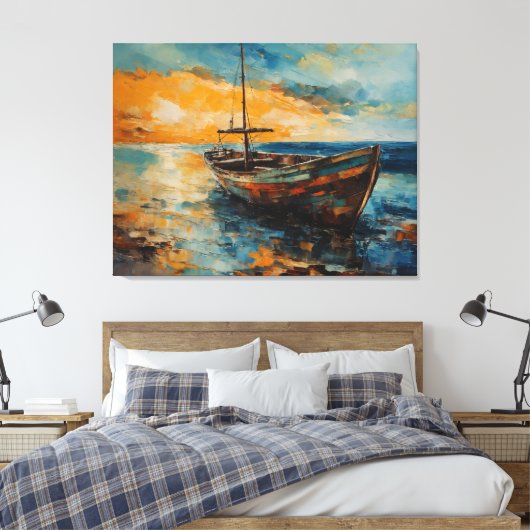 kustvaart met eenzaamheid canvas afdruk (Insitu (Slaapkamer))