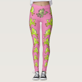 KUSTVANGST, PINK, GROEN, CARTOON, LEGGINGS