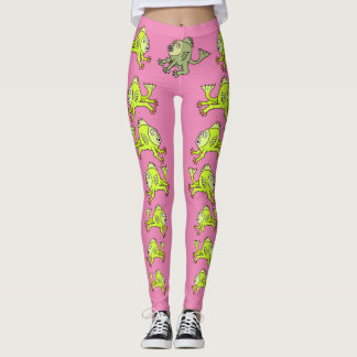 KUSTVANGST, PINK, GROEN, CARTOON, LEGGINGS