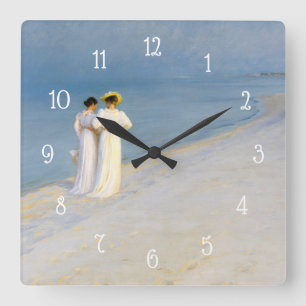 Kustveeg Zee Beach Blue Hour  schilderen Vierkante Klok