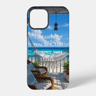Kustveranda met hangmat en turquoise zee iPhone 12 hoesje