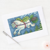 KUSTVLIEGTUIG CHRISTMAS PONY PULLING PINECONE SLEI RECHTHOEKIGE STICKER (Envelop)
