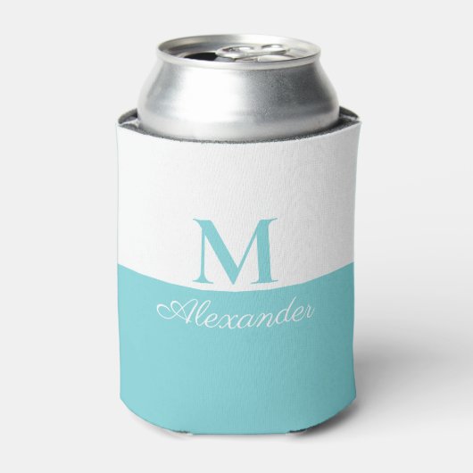 Kustvriendelijk Blauwgroen zwart Monogram Blikjeskoeler (Blikje Voorkant)