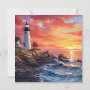 Kustvuurtoren bij Sunset Design Notitiekaartje