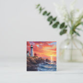 Kustvuurtoren bij Sunset Design Vierkante Visitekaartje (Staand voorkant)