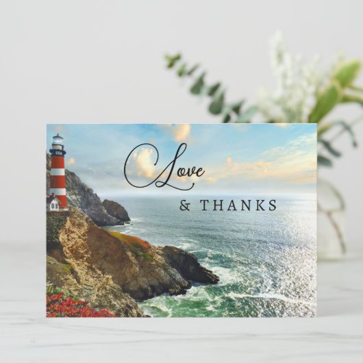 Kustvuurtoren Foto QR Code Weddenschap Bedankkaart (Staand voorkant)