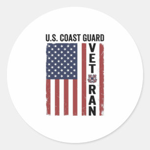 Kustwacht Veteraan Vlag Vintage Vector Ontwerp_1 Ronde Sticker