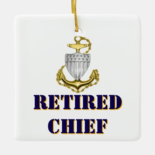 Kustwachtcommandant met pensioen keramisch ornament (Voorkant)