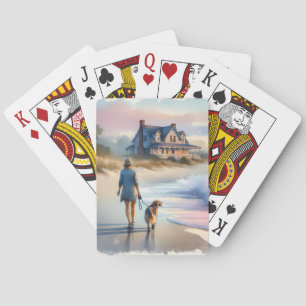 Kustwandeling naar Vuurtoren bij Zonsondergang Pokerkaarten