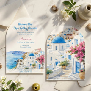 Kustwaterverf Santorini Griekenland Bruidsuitnodig Kaart