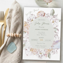 Kustwaterverf Schelpen en Bloemige Baby Shower