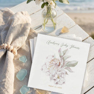 Kustwaterverf Schelpen en Bloemige Baby Shower Servet