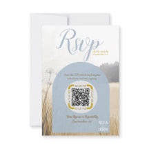 Kustweide RSVP QR-code | Elegante Blauwe Boog