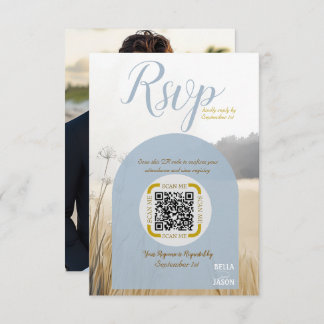 Kustweide RSVP QR-code | Elegante Blauwe Boog