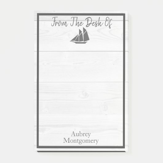 Kustwit hout en grijs zeilboot post-it® notes (Voorkant)