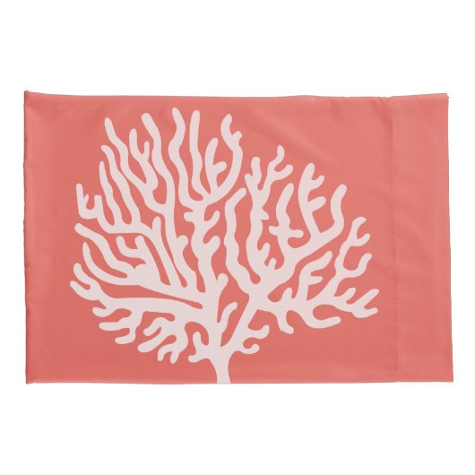 Kustwit Zee Koraal en koraalroze Kussensloop (Achterkant-Rechts)