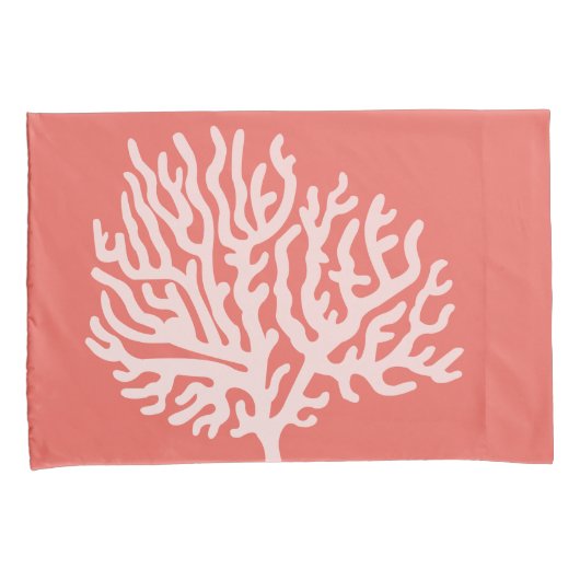 Kustwit Zee Koraal en koraalroze Kussensloop (Voorkant-Rechts)