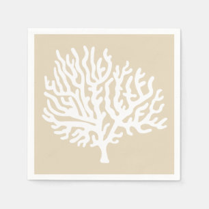 Kustwit Zee Koraal & Sandy Taupe Servetten