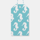 Kustwit zeepaardje Silhouet & Helder Blauw Cadeaulabel (Achterkant)